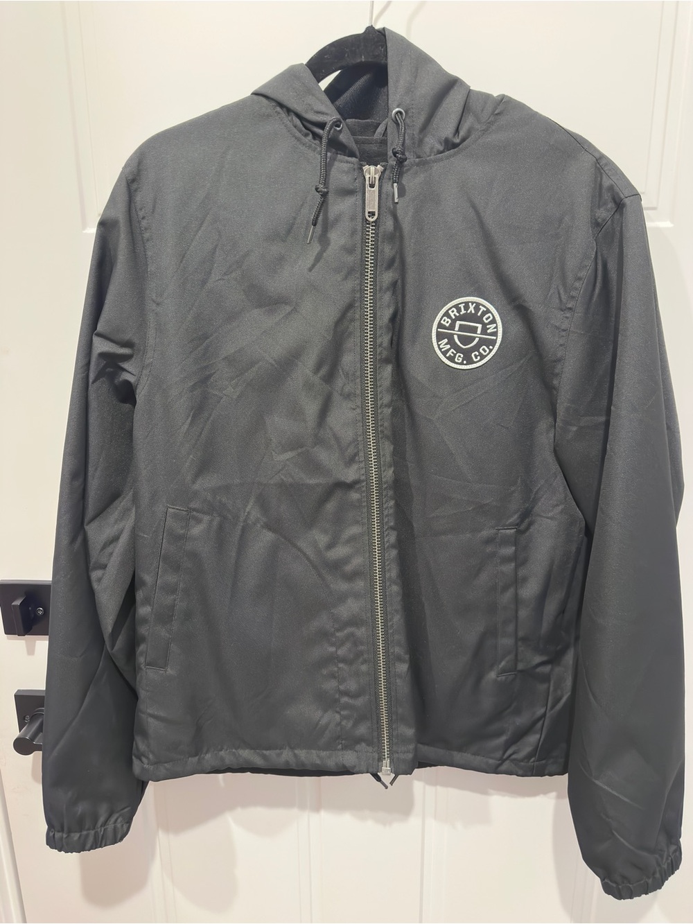 Brixton Black Hooded Lightweight Zip Jacket with Chest Logo